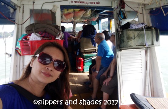Inside the bumboat with fellow passengers