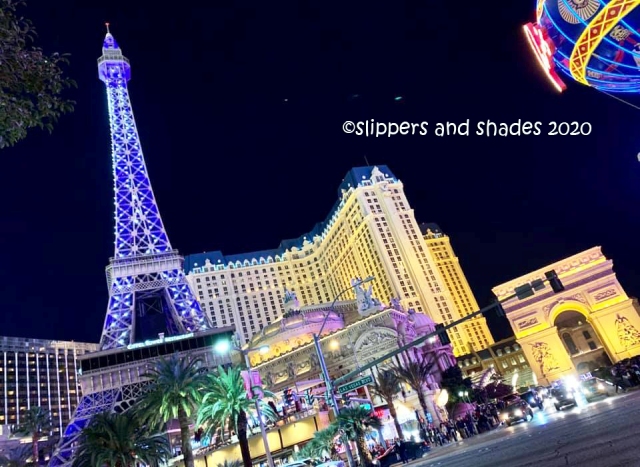 the glistening Paris Las Vegas at night
